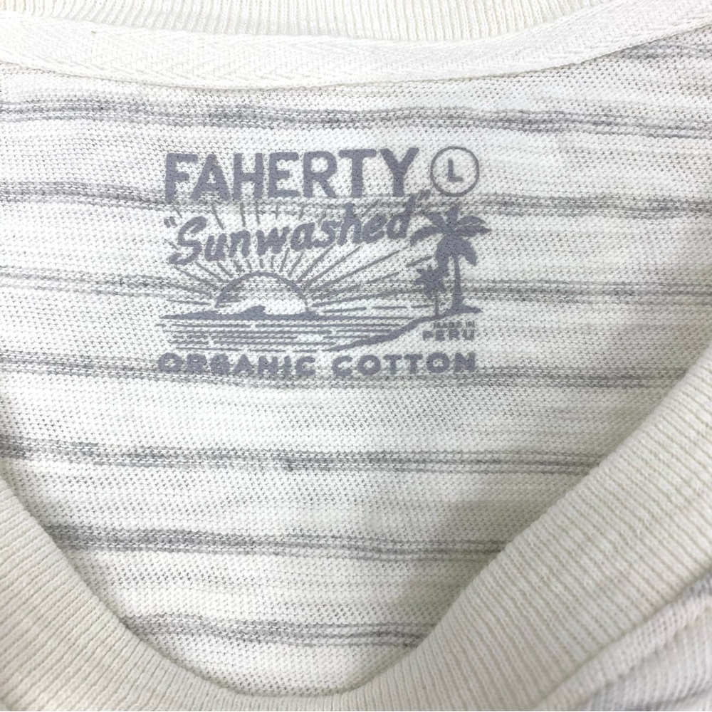 Faherty Sunwashed Slub Muscle Tank Top White Stripe Organic Cotton - Picture 6 of 8